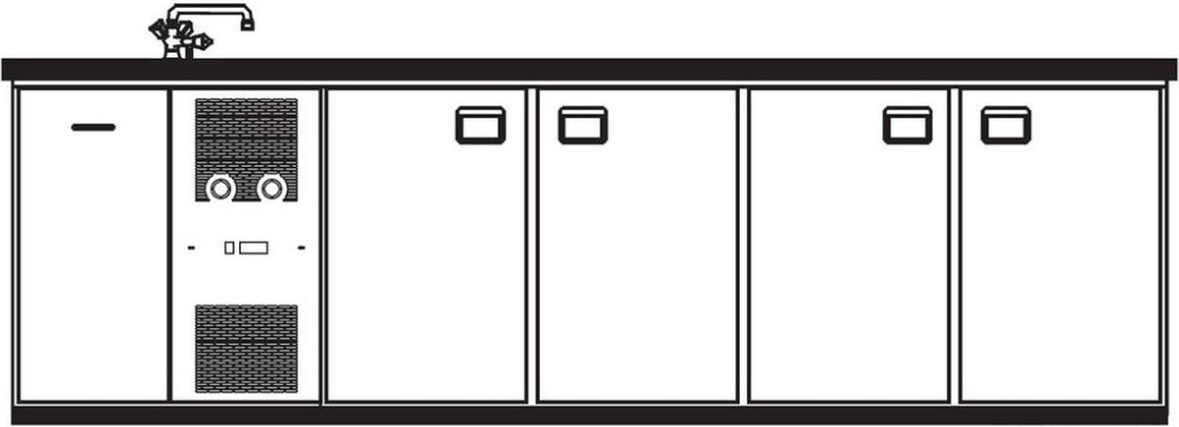 KBS Getränketheke mit 2 Becken links 3000x688x920 mm Umluftkühlung 230 Volt