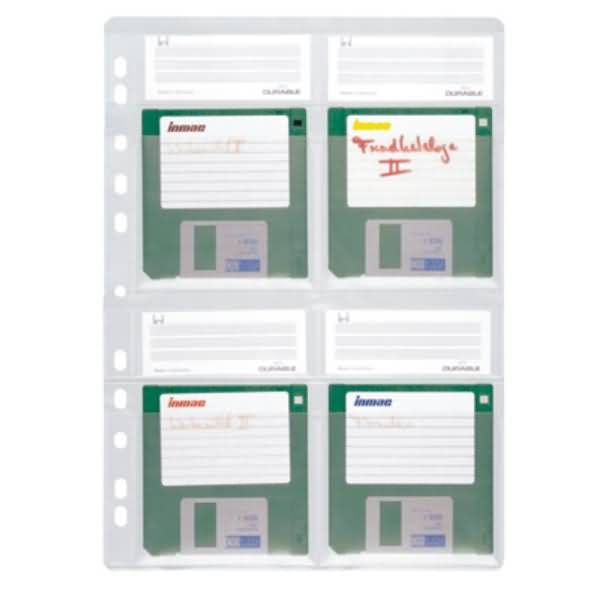 Funda Discette A4 para 4 discettes 3,5 pulgadas plástico A4 transparente Ve=5 uds