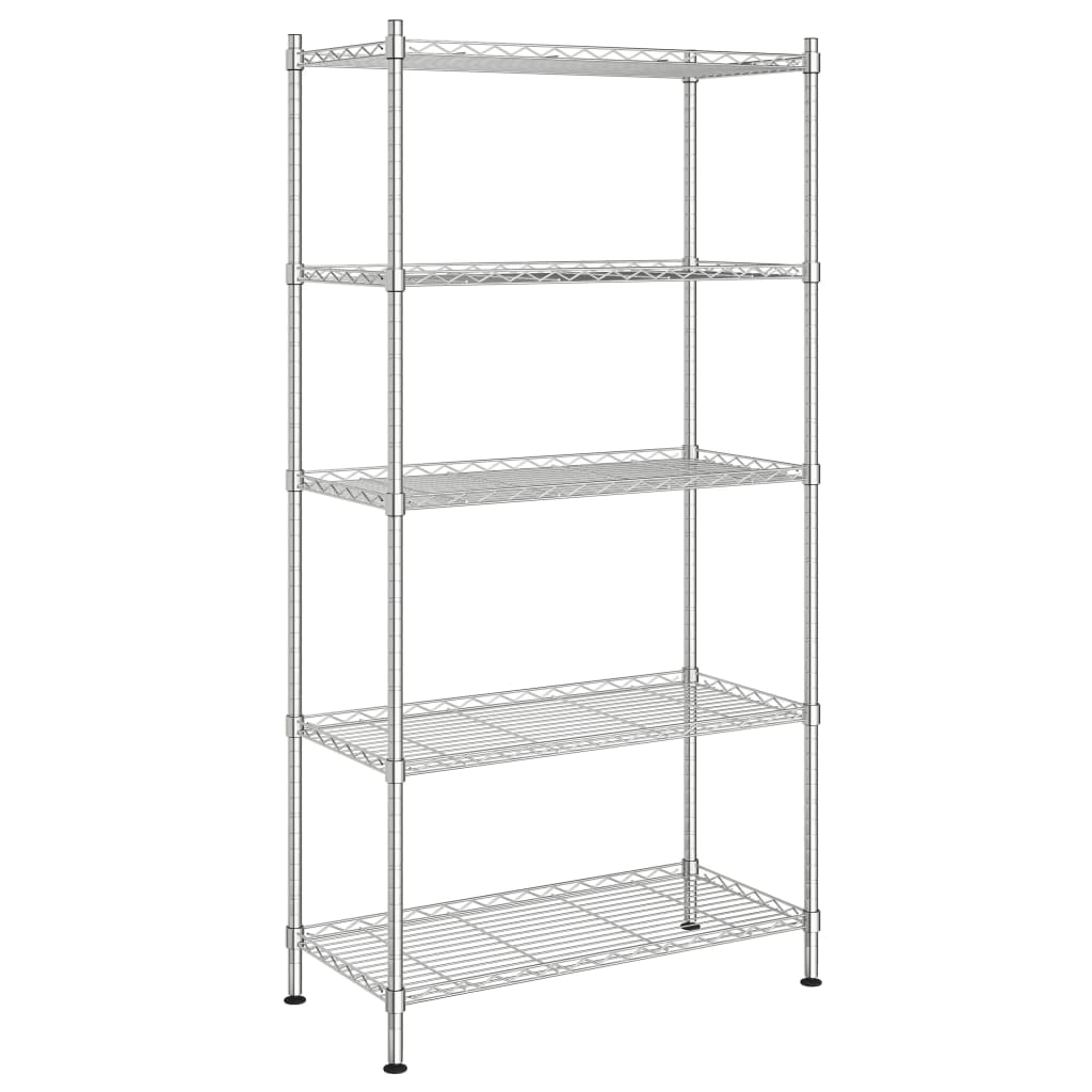 Helloshop26 - 5-stöckiges Aufbewahrungsregal 90 x 35 x 180 cm Chrom 250 kg Silber 02_0045695