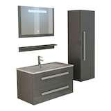 thumbnail of Bad-Set Waschtisch Waschbecken Unterschrank Spiegel LED grau Hochschrank Badschrank Badmöbel Badezimmer Badinventar Bad St. Moritz Jet-Line