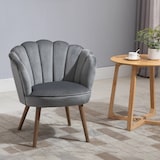 thumbnail of HOMCOM Poltrona in Velluto Imbottita Schienale a Conchiglia Grigio