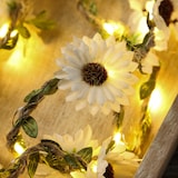 thumbnail of LED Lichterektte Blumen 15 weiße Blüten Blumengirlande Timer L:1,45m Innen/Außen