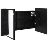 thumbnail of Helloshop26 - Moderner wandmontierter Badezimmerspiegelschrank mit Ablagen 80 x 12 x 45 cm aus schwarzem Eichenholzwerkstoff 02_0054530