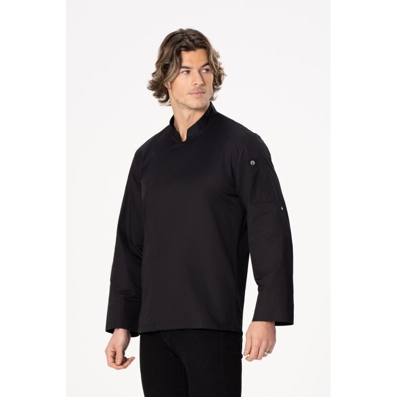 Chef Works® Kochjacke LANSING, Druckverschluss, Cool Vent™, lite, Schwarz, Größe XS