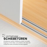 thumbnail of bümö Lowboard Schiebetürenschrank in Weiß/Eiche - Büromöbel Sideboard aus Holz, 160 cm breit, Büroschrank nur 40 cm schmal, Büro Schrank mit