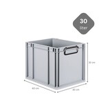 thumbnail of PROREGAL SuperSparSet 10x Eurobox NextGen Color mit Scharnierdeckel & Verschlüssen, HxBxT 32x30x40cm, 30L, Grau, Griffe schwarz zu, Eurobehälter