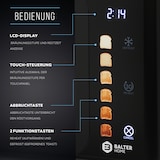 thumbnail of Balter Toaster 4 Scheiben, Langschlitz, Edelstahl, Brötchenaufsatz, LCD Display, Auftaufunktion, Brotzentrierung, Krümelschublade TS-44 schwarz
