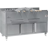 thumbnail of Barbecue Portugais 2 grilles en 30cm + 3 broches panier + 9 brochettes rotatives au charbon de bois sur support avec roulettes  1600x810x970