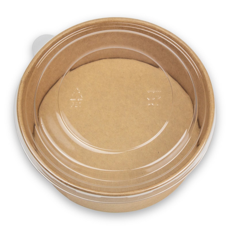 DayBays 25 Stk. Salatschalen 1100 ml Salatbox Kombi 184x161x56 mm mit Deckel Kraft Braun Rund