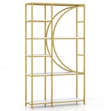 thumbnail of COSTWAY Estantería geométrica, estantería de oficina con estantes abiertos de madera y estructura metálica