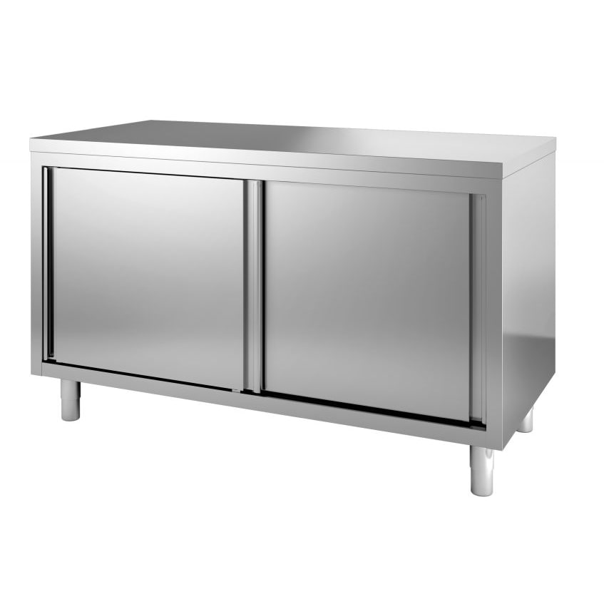 Armario de trabajo Combisteel con 2 puertas correderas fabricado en acero inoxidable 430 1600x700x850mm