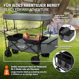 thumbnail of Hauki Bollerwagen L Grau, faltbar mit Dach, Handwagen klappbar, bis 80 kg, 2 Netztaschen + Außentasche, Bremse, Transportwagen Kinder