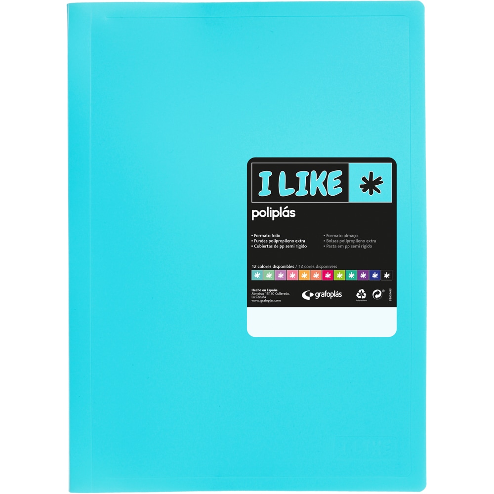 Pasta com 50 capas Poliplás “LIKE” Azul claro