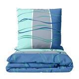 thumbnail of Bettwäsche 155x220 Mikrofaser Türkis Grau Streifen Wellen Set mit Reißverschluss