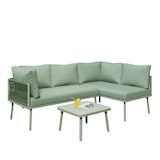 thumbnail of Merax Garten-Lounge-Set aus Eisen, Gartenmöbel-Set aus grünem Seil, L-förmiges Gartenmöbel-Set, Lounge-Set aus grünem Seil mit Sitzkissen