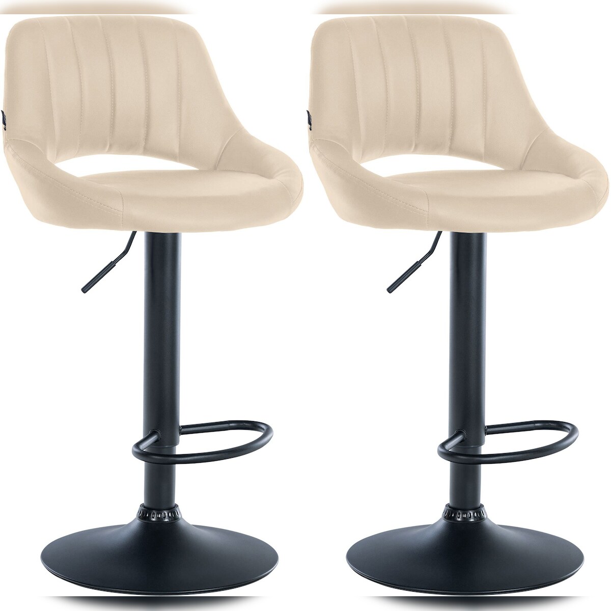 Proregal CHEFGASTRO 2er Set Barhocker NIAGARA Kunstleder Schwarz HxBxT 85x47x48cm Kunstleder Creme Barstuhl