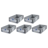 thumbnail of PROREGAL 5x Eurobox NextGen Insight Cover | HxBxT 17x40x60 | 34 Liter | Niedrig/Blau | Eurobehälter, Transportbox, Transportbehälter