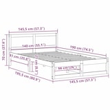 thumbnail of vidaXL Bettrahmen mit Kopfteil Weiß 140 x 190 cm Massives Kiefernholz