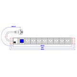 thumbnail of BACHMANN BN0500 19 Zoll 1HE 8xC19, Strom 2,0m CEE7/7