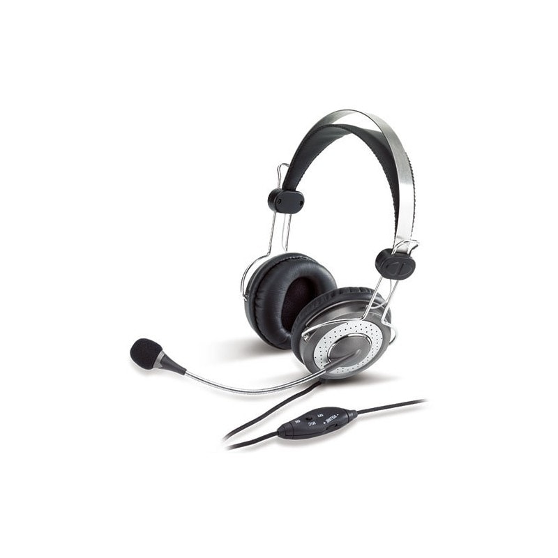 Genius HS-04SU Auriculares con Microfono - Microfono Flexible - Diadema Ajustable - Almohadillas Acolchadas - Controles en Ca...