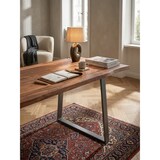 thumbnail of Arbeitstisch Massivholz Baumkante Industrial | 160x80 cm Akazie XL mit Chromgestell | Goldbraun | Handgefertigt | Tarn Kollektion | Kadima Design