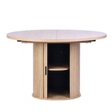thumbnail of Table ronde extensible en mélaminé effet bois avec base de rangement, design élégant et fonctionnel, Ø120/160 cm, pour cuisine et séjour – ASCANIO