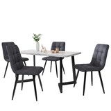 thumbnail of Esszimmerstuhl 4er Set Polsterstuhl Leinen Grau 86x46x44 cm mit ergonomischer Rückenlehne Ziersteppung Metallbeinen Bodenschonern