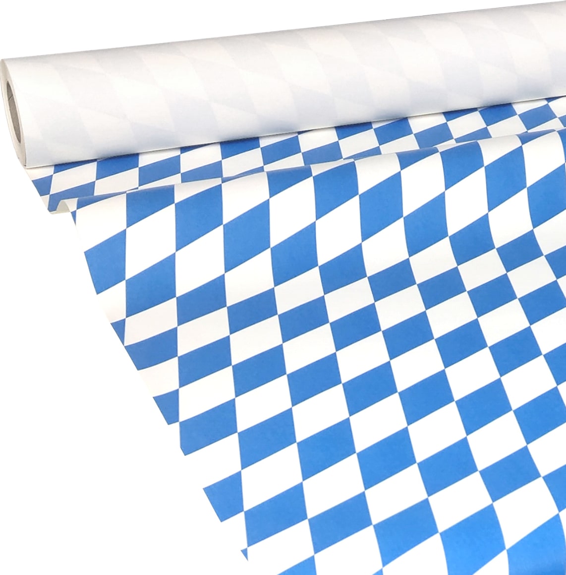 JUNOPAX Papiertischdecke Raute weiß-blau 50m x 1,00m, nass- und wischfest