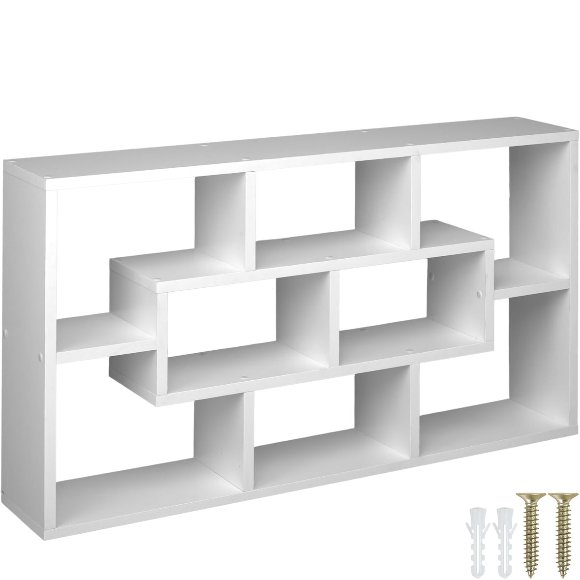 tectake Étagère murale Kassandra avec 8 compartiments en Bois MDF - blanc - 403609