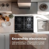 thumbnail of Placa de Gas EVVO V70 Glass, 4 quemadores con Wok, Encimera de cristal templado, Gas Natural/Butano