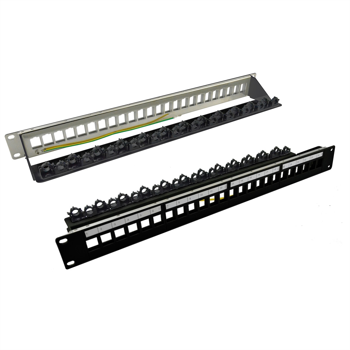 ROLINE 19" keystone module rack, leeg, 24P. afgeschermd , Clip bevestiging, zwart