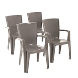 thumbnail of Set de 4 chaises monobloc en polypropylène avec fibre de verre, effet rotin, empilables pour extérieur et jardin, bar et restaurant - Diana - Taupe