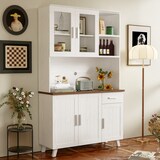 thumbnail of Hochschrank 114x40x190 cm mit Rustikaler Holzmaserung in Weiß und Braun, ideal für Wohnzimmer und Esszimmer