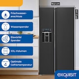 thumbnail of Exquisit Side by Side, 513 Liter, Standgerät, 513 Liter, LED-Beleuchtung, No-Frost, Schnellgefrieren, SBS5520-CF-040E inoxlook-az