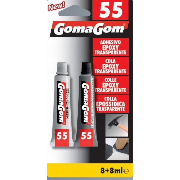 Cola 11921 - Gomagom Nº55 Blister Cola Epóxy Secagem Rápida e Resistente 8+8ml - 12 unidades