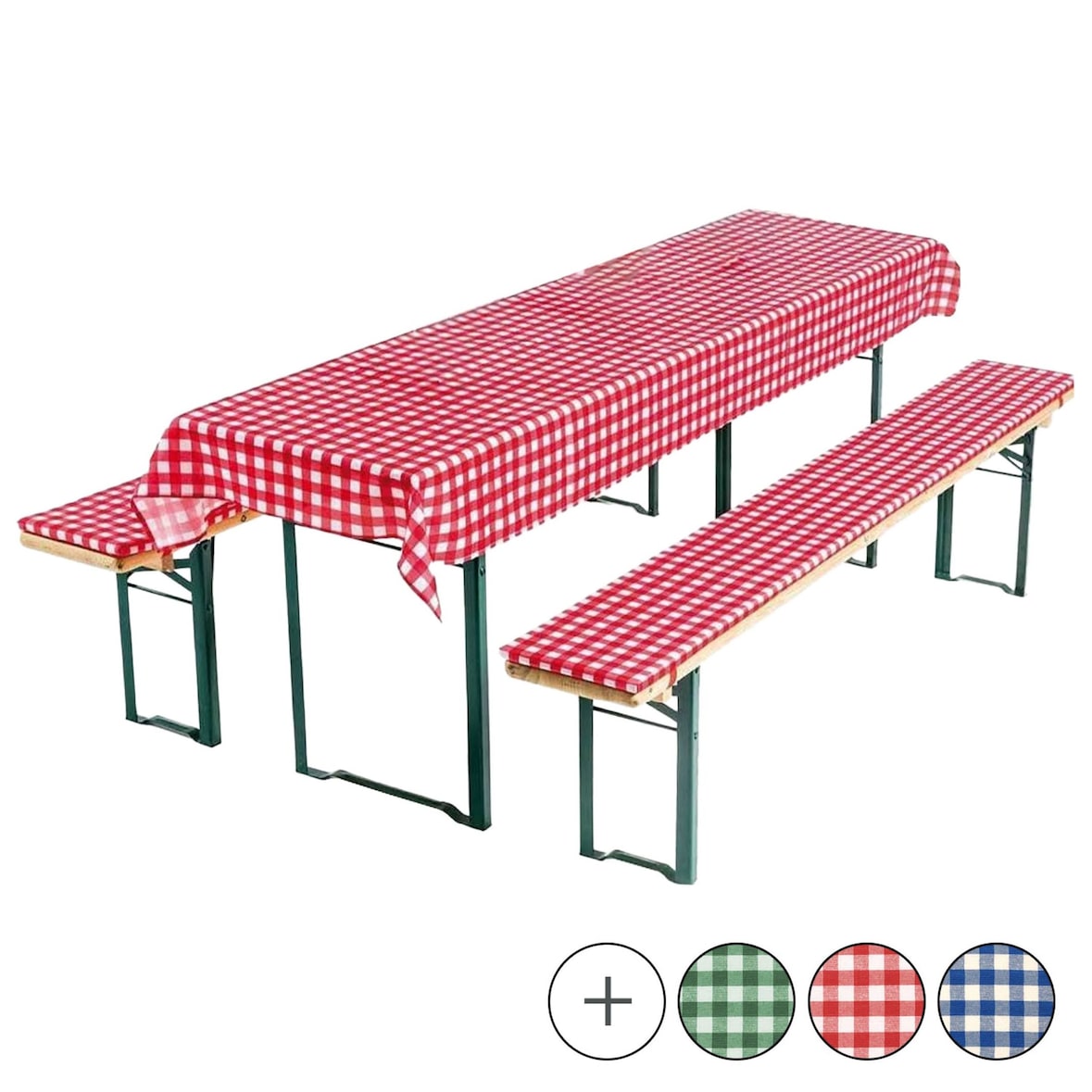 Bierbankauflagen-Set, Auflage Tischdecke 3-teilig Rot/Weiß