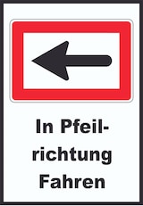 thumbnail of In Pfeilrichtung fahren links Symbol und Text A3 Rückseite selbstklebend