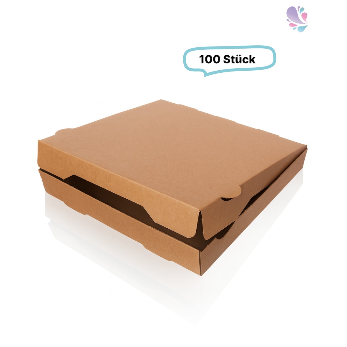 Pizzakarton Pizzabox Flammkuchenbox 24x24 braun unbedruckt 100 Stk, to go, take away, kompostierbar, Kraftkarton, fettresistent