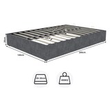thumbnail of Bett 140x200 cm aus Stoff mit modernem Design, stabiler Konstruktion und elegantem Kopfteil – stilvolles Schlafzimmermöbel Grau