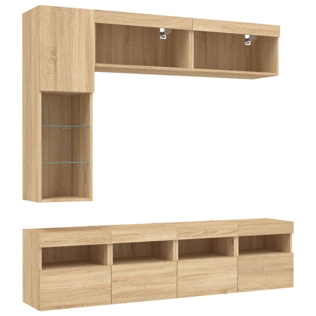 Helloshop26 - Conjunto de móveis de 7 peças incluindo guarda-roupa aparador rack para TV painel para sala de estar/quarto/sala de 02_0025374