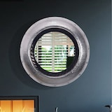 thumbnail of Wandspiegel 74 cm Metall Design Hängespiegel Silber, Aluminium Dekospiegel Rund mit Rahmen Hammerschlag, Spiegel Wand Groß, Flurspiegel