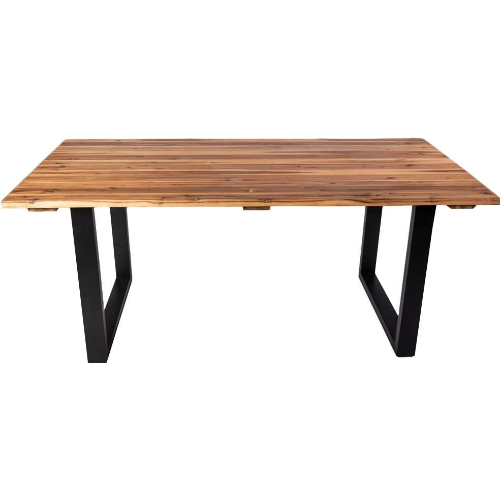 Outdoor-Baumkantentisch 180 x 90 cm Akazie U-Gestell Schwarz AVILA