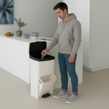 thumbnail of SP BERNER - Vertikaler 70L-Abfalleimer mit 2 Fächern (40L + 30L), weiß und schwarz, inklusive 40L-Müllbeuteln mit Selbstverschluss.