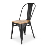 thumbnail of Kosmi - Chaise Noire en métal et Bois Clair Style Industriel Factory en métal Noir Mat et Assise en Bois Clair