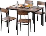 thumbnail of Esszimmergruppe Esstisch mit 4 Stühlen Braun 108x65x75 cm platzsparend Stühle unter Tisch MDF Oberfläche Metallgestell pflegeleicht