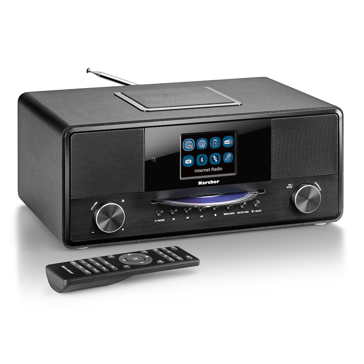 Karcher DAB 9000CDi Internetradio mit CD-Player - DAB+ / UKW - Bluetooth - integrierter Subwoofer