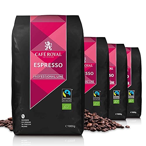 Café en grains | Espresso 4x1kg | Café Royal Pro | Certifié Max Haavelaar
