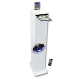 thumbnail of Tour de son blanche avec lecteur CD, Bluetooth, FM et USB, 60W , télécommande, Jeu de lumière OVNI LED