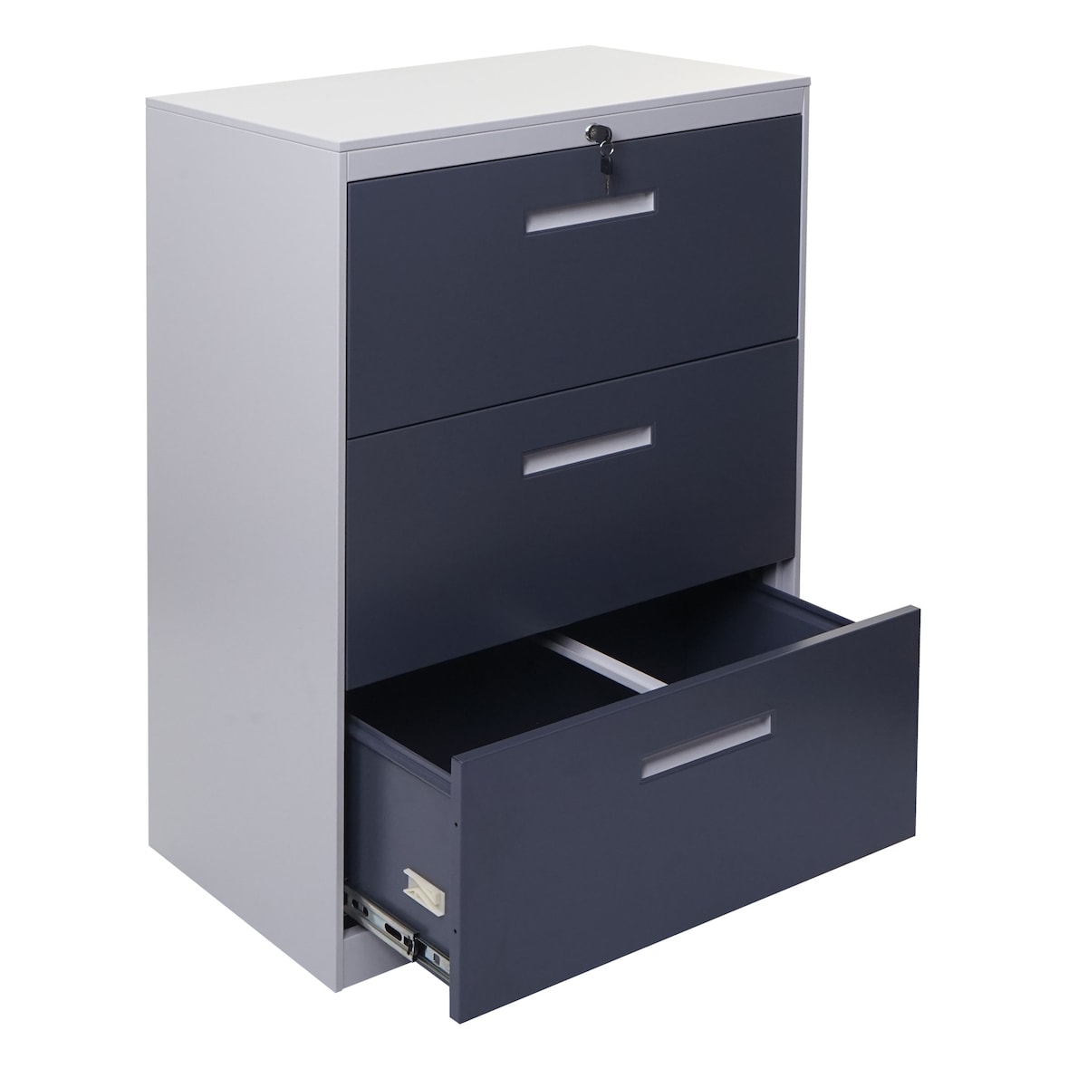 Armário de arquivo suspenso HWC-A10, armário de arquivo, armário de escritório, armário de aço, A4 bloqueável ~ 103x76x46cm cinzento-escuro cinzento