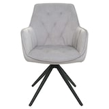 thumbnail of Juego de 2 sillas de comedor HWC-L80, silla de cocina silla tapizada con reposabrazos, giratoria, metal tela/textil ~ gris claro
